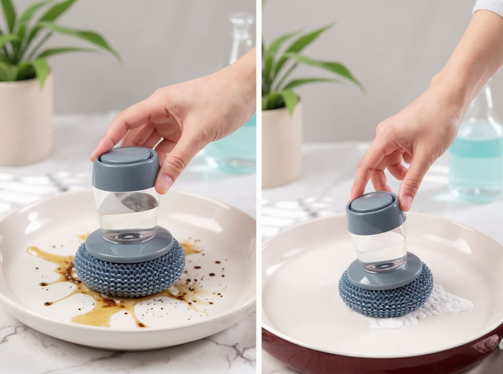 Soap-Dispensing Palm Scrubber | Press to Clean, No Mess